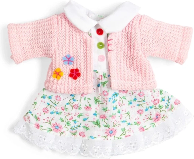 Bigjigs Toys květinové růžové šaty a svetřík pro panenku 28 cm