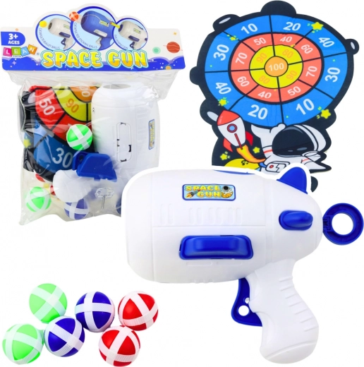 Hra na zručnost Kosmická střelba s pistolí a míčky na suchý zip