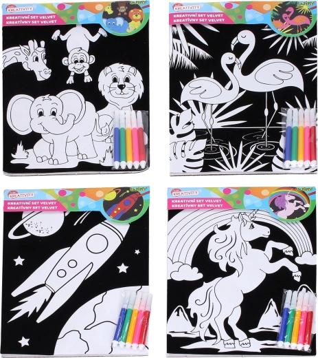 Kreativní sametový set 21,5 × 30 cm s 5 fixy