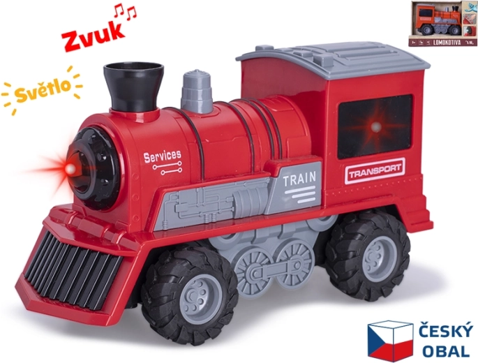 Lokomotiva se světlem a zvukem červená 22,5 cm (1:16)