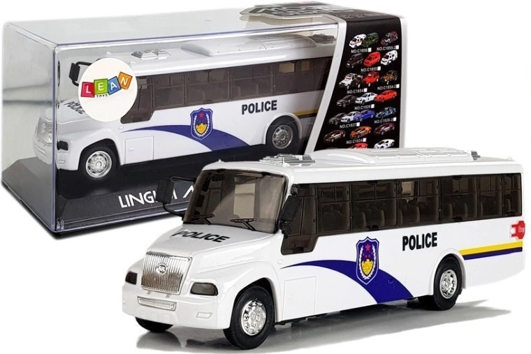 Policejní Autobus Bílý s Mechanickým Pohonem a Zvukovými Efekty
