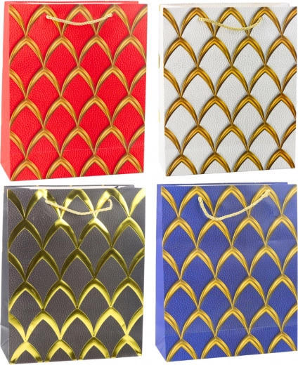 Dárková taška se zlatými zdobenými motivy 32 × 26 × 12 cm