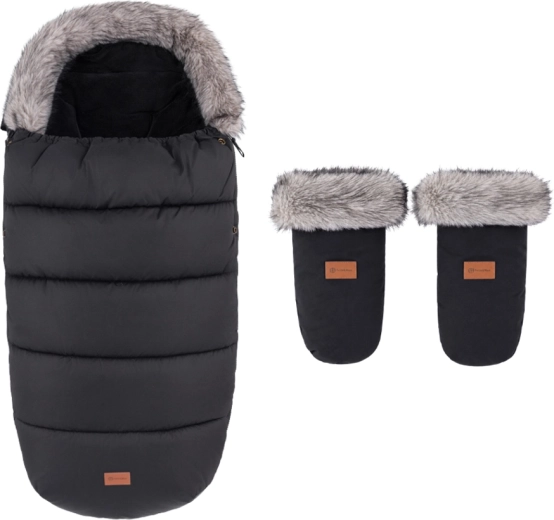 PETITE&MARS zimní set: fusak comfy 4v1 + rukavice na kočárek fjora, forever black