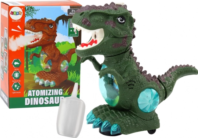 Zelený tancující dinosaurus s čidlem překážek a světelnými efekty
