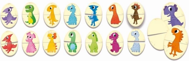 32 pevných dílků s veselými dinosaury