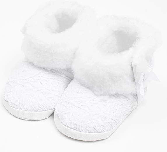 Kojenecké zimní krajkové kozačky New Baby, bílé, 0–3 měsíce