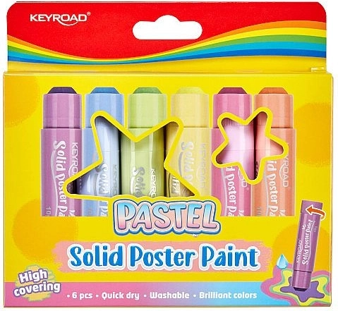 Tuhé temperové barvy v tyčince KEYROAD Pastel – sada 6 ks