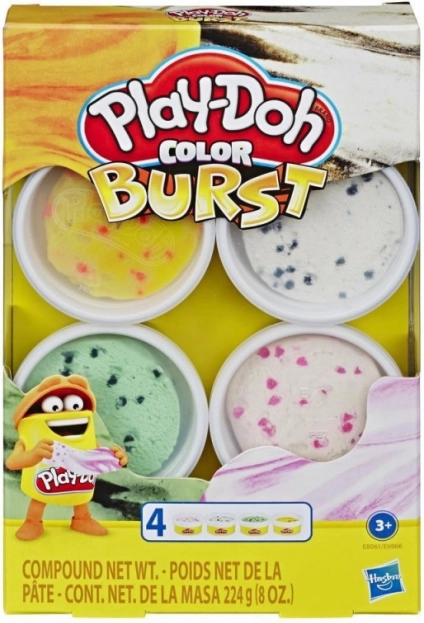 Modelína Play-Doh color burst sada 4 kelímky s nástrojem