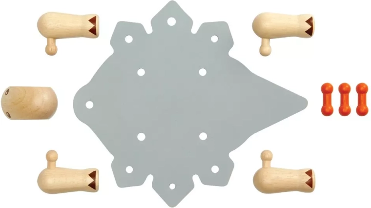 Různé materiály: dřevo a pryž