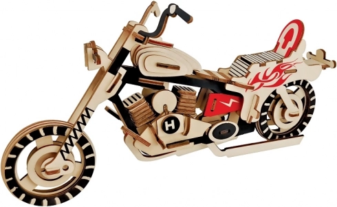 Dřevěné 3D puzzle Motorka - Barevná