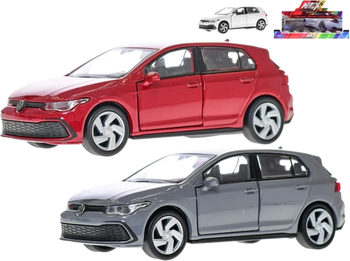 Kovový model auta Volkswagen Golf 8 GTI se zpětným chodem