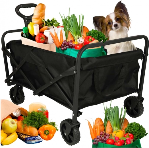 Skládací turistický přepravní vozík na nákupy s otočnými koly a teleskopickou rukojetí