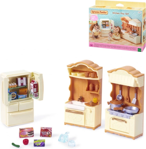 Sylvanian Families kuchyňská linka s ledničkou - 37 dílů
