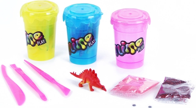 Slime Play kreativní sada na výrobu slizu se třpytkami a dino figurkou