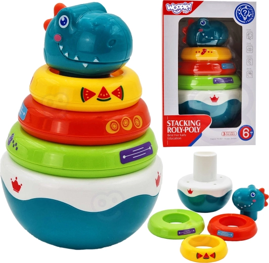 Woopie Dětská smyslová hračka Dino hromádka pro kojence