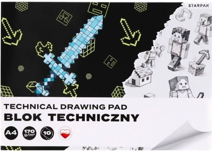 Technický blok A4 Pixel, 10 listů, 170 g/m²