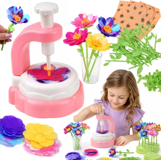 Kreativní DIY sada na výrobu látkových květin s lisem, vázou a doplňky