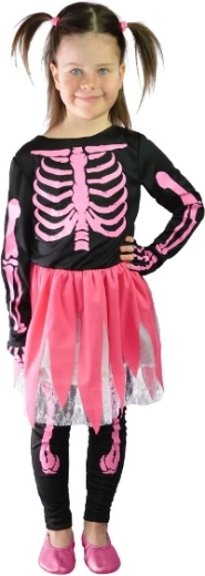 Dětský kostým růžové kostlivky Halloween M