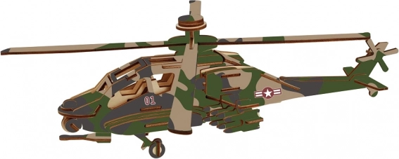 Woodcraft dřevěné 3D puzzle bojový vrtulník APACHE