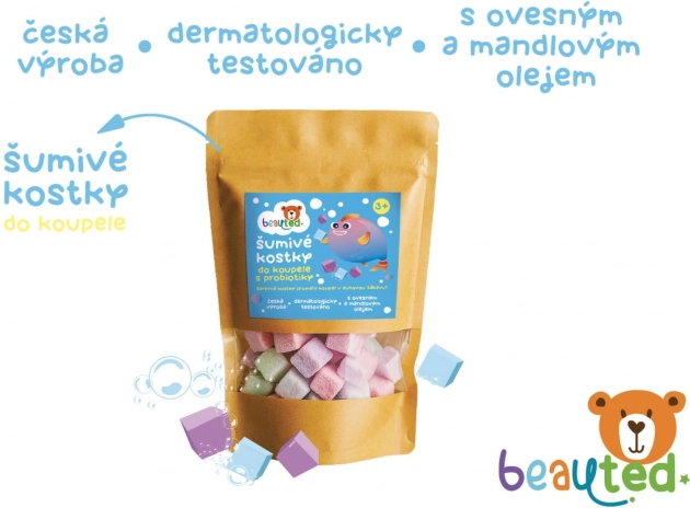 Šumivé kostky do koupele s probiotiky v uzavíratelném sáčku