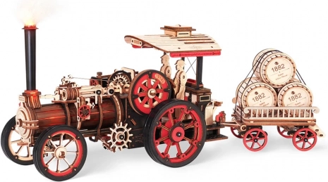 RoboTime 3D mechanická dřevěná skládačka parní stroj s přívěsem