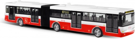 Kloubový autobus s českým hlášením zastávek 36 cm červený