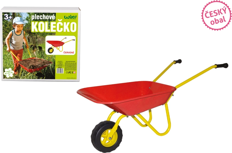 Plechové kolečko Český obal červené 82 × 42 × 35 cm