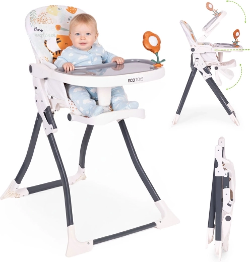 Skládací jídelní židlička s hračkami ecotoys