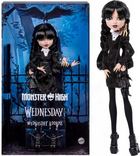 Monster High x Wednesday Addams sběratelská panenka v černých šatech