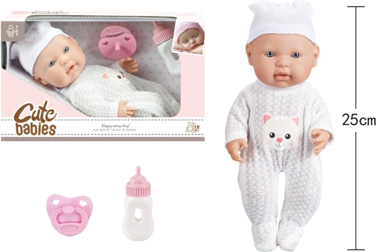 Miminko s dudlíkem a lahvičkou 25 cm