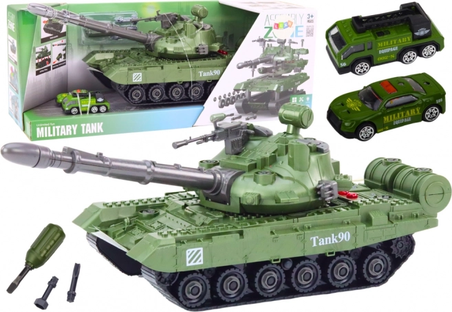Zelený tank DIY pro děti s rozebíratelnými díly a zvuky