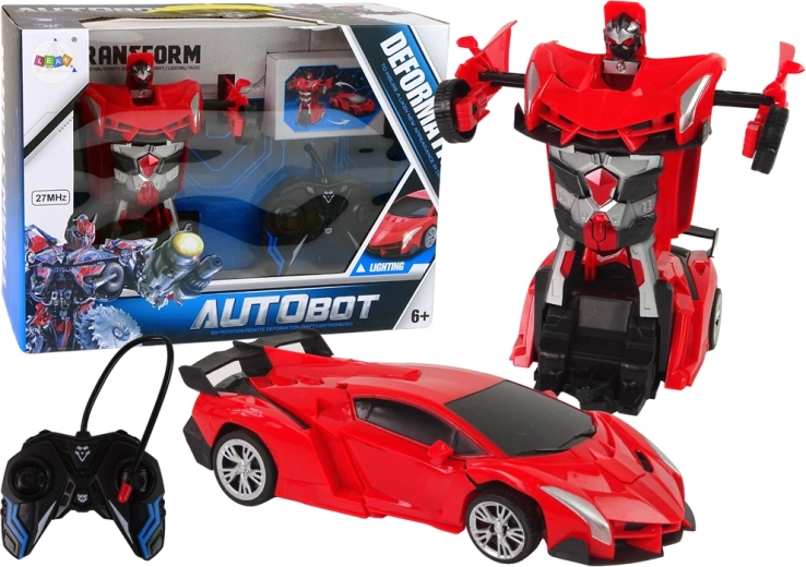 Transformující auto-robot na dálkové ovládání, červené