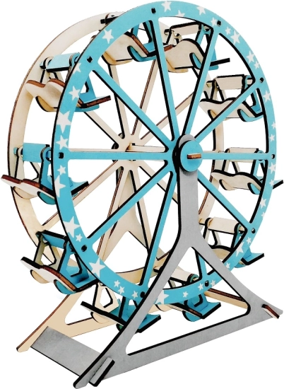 Dřevěné 3D puzzle ruské kolo tyrkysové