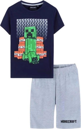 Minecraft pyžamo tmavě modro-šedé – Velikost: 116