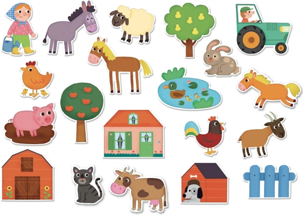 Vilac dřevěné magnetky farma, 20 ks