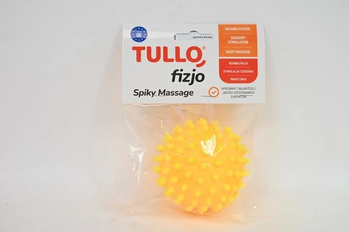 Fizjo rehabilitační masážní míček s bodlinkami 9 cm žlutý