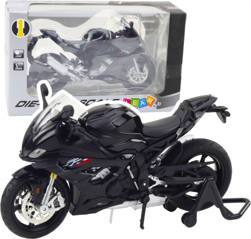 Kovový model sportovního motocyklu s osvětlením a zvukem černý 1:12