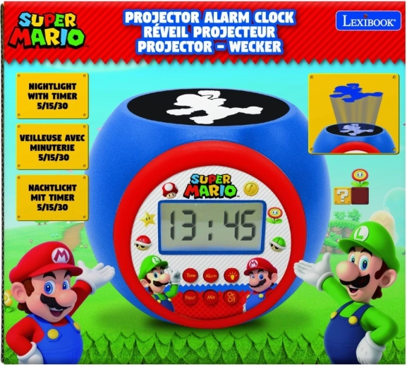 Budík s projektorem Super Mario