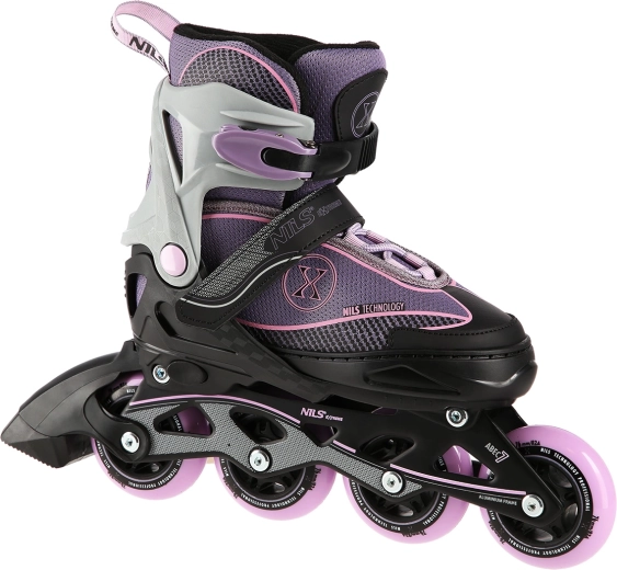 Inline brusle NILS Extreme šedo-růžové, nastavitelné – L