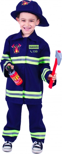 Dětský hasičský kostým s českým potiskem – velikost M (6–8 let)