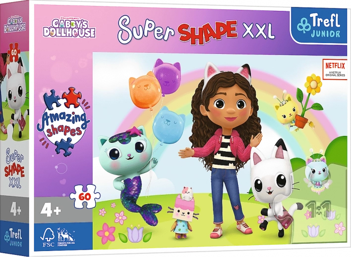 Puzzle XXL S veselými přáteli Gabi - Gabiiny Kočičí domeček