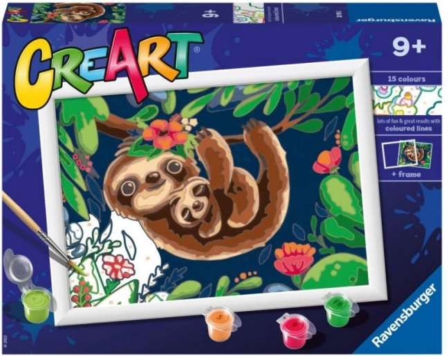 RAVENSBURGER CreArt malování podle čísel – lenochodi 24 × 18 cm