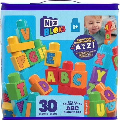 Mega Bloks first builders abc barevné kostky s písmeny v tašce