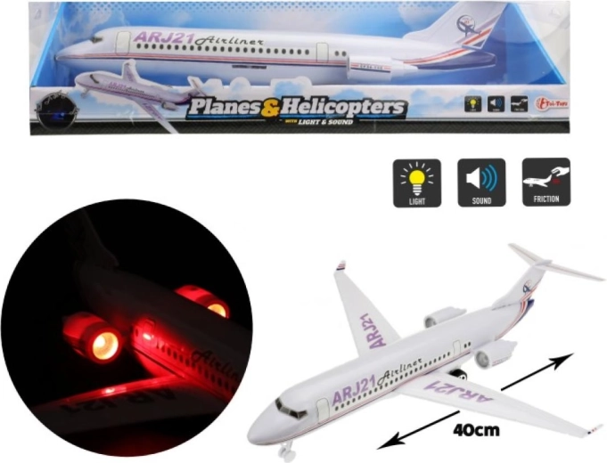 Plastové letadlo 43 cm se světlem a zvukem