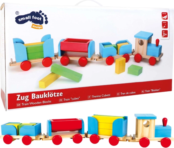 Small Foot dřevěný barevný vláček s kostkami