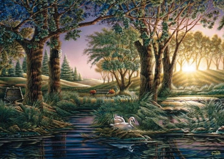 Puzzle Ranní magie u jezera 1000 dílků