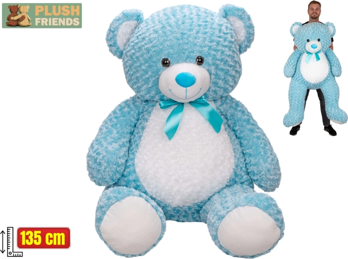 Plush Friends plyšový medvěd 135 cm modrý s mašlí