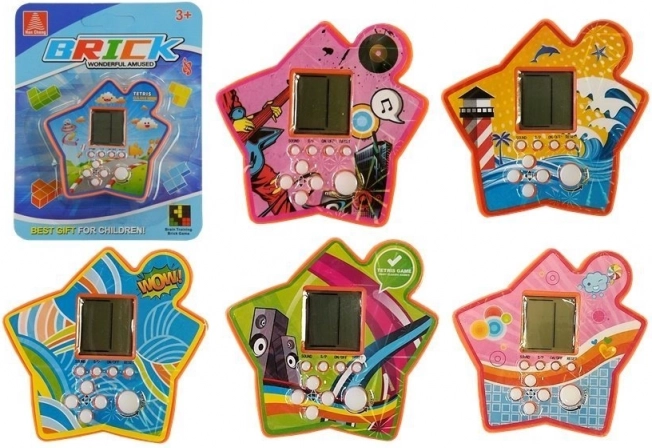 Kapesní elektronická hra tetris ve tvaru hvězdy – oranžová