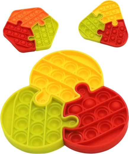 Pop It antistresové puzzle se 3 dílky, 14 cm - 1 kus
