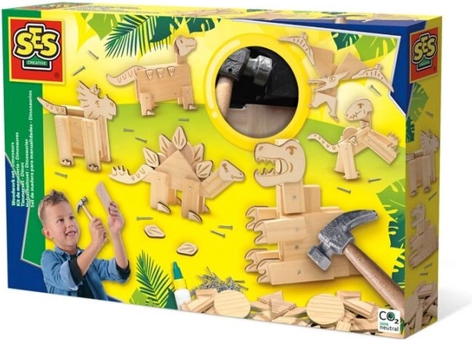 SES dřevěná zatloukací sada dinosauři